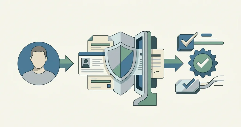Neutral illustration of identity checks for an online casino account