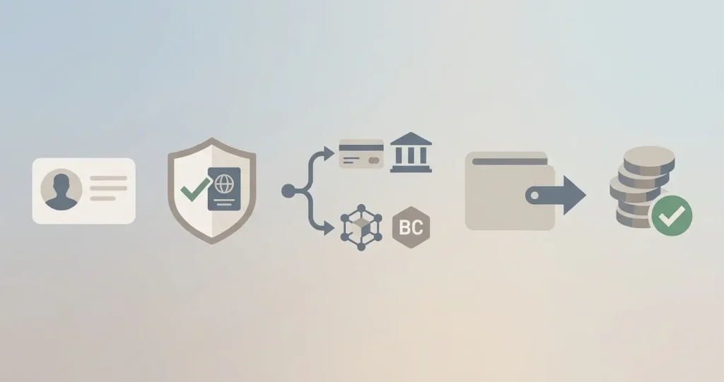Illustration of a withdrawal process from account check to payout request
